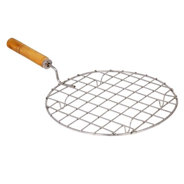 Stainless Steel Round Wire Roaster Rack/Papad Jali/Roti Grill Round Shape with Wooden Handle