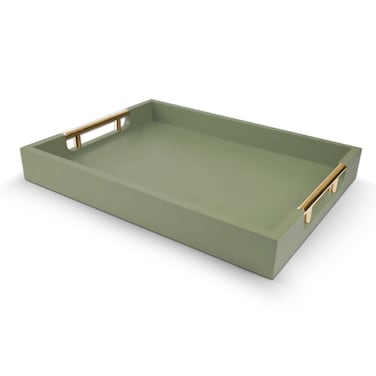 NELONY Wooden Decorative Coffee Table Tray, 16" Serving Tray with Handles, Matte Finish Decorative Tray, Ottoman Tray for Living Room, Perfume, Vanity Dresser Organizer (Olive Green)