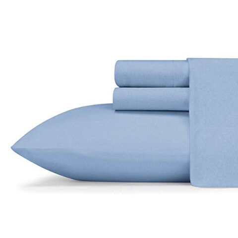 Eddie Bauer - Queen Sheets, Breathable Bedding Set, Lightweight Home Decor for Warm Sleepers (Jersey Knit Blue, Queen)