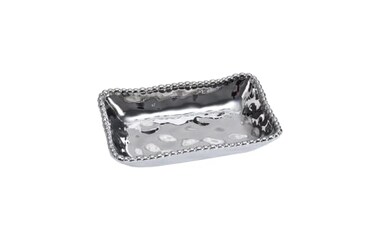 Pampa Bay Silver Titanium Finish Porcelain Rectangular Dish, 7-inch Length