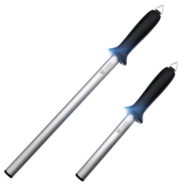 LEVINCHY Outdoor and Kitchen Diamond Knife Sharpener Set, 12 inch Diamond Honing Rod and 5 inch Diamond Honing Rod, Kitchen Use, Easy to Carry Outdoors