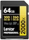 Lexar 64GB Professional 2000x SDXC Memory Card, UHS-II, C10, U3, V90, Full-HD &amp; 8K Video, Up To 300MB/s Read, for DSLR, Cinema-Quality Video Cameras (LSD2000064G-BNNNU)