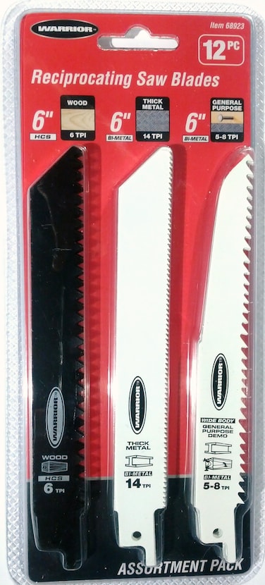 Reciprocating Saw Blades, Assortment Pack, 12 Pc.