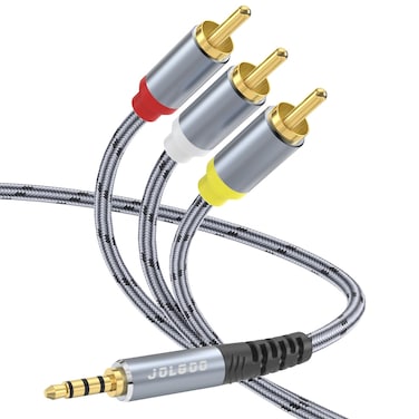 3.5mm to RCA AV Cable, 3.5mm TRRS to 3 RCA Male Plug, Connect Smart Devices to TV, Speakers &amp; Home Theater - 6.6ft