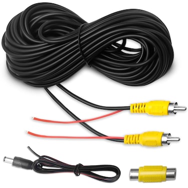 WEUASTE Premium Backup Camera RCA Cables, RCA Video Cable, Car Reverse Camera Video Cable with Detection Wire (33FT/10 M), AV Extension Cable with RCA Video Female to Female Coupler and Power Cable