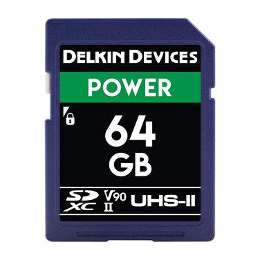 Delkin Devices Power 64GB SDXC UHS-II Memory Card &acirc;&euro;&ldquo; 300MB/s Read, 250MB/s Write   Ideal for 8K, 4K, HDR, and 360 Video   High-Performance SD Card for Cameras
