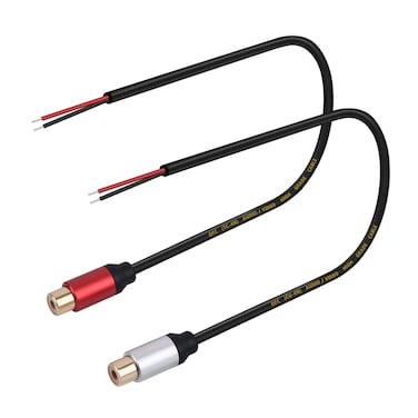 HIEbee (2 Pack) 1ftSpeaker Wire RCA Female Plug Jack Connector Adapter to Bare Wire Open End Audio Video RCA Cable for Amplifier Receiver Speakers