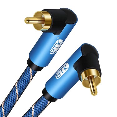EMK 90 Degree Subwoofer Cable RCA Cable Male to Male Digital Coaxial Audio Cable for Subwoofer, TV, Sound Bars, Amplifier,Speaker (16.5Feet/5M)