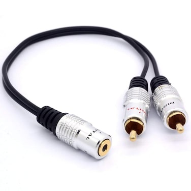 GLHONG 3.5mm to RCA Splitter Cable, 25cm 3.5mm Female Stereo Jack Socket to 2 Phono RCA Male Plug Adapter (3.5mm Female to 2RCA Male)