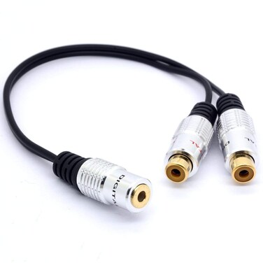 GLHONG Gold Plated 3.5 to RCA Stereo Audio Splitter Cable 3.5mm Female Jack to 2 Phono RCA Female Socket Y Adapter for Car, Amplifier, Speaker, DVD, 8 Inches/20 cm(3.5mm Female to 2RCA Female)