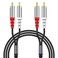 RCA Cable, 2RCA to 2RCA Cable, 2 RCA M/M Stereo Audio Cable, Gold-Plated 2RCA Male to 2RCA Male Stereo Audio Cable Compatible with Speaker, Amplifier, Receiver, Home Theater, Subwoofer - 1.5M/59Inch