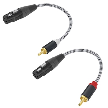 JOLGOO RCA to XLR Cable - HiFi Audio Cable with XLR Female to RCA Male Connectors, 4N OFC 20AWG Shielded Twisted Pair, Oxygen-Free Copper Braid Conductors, 2-Pack (6 inches)