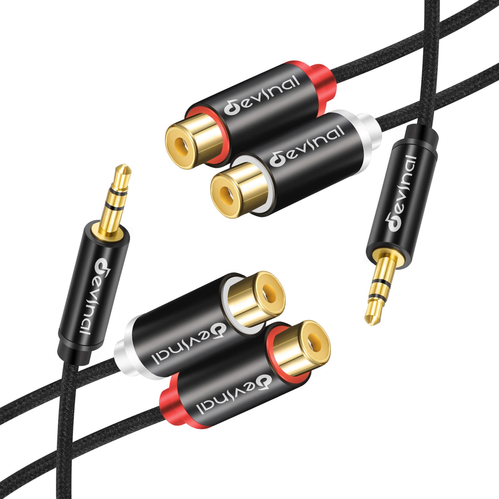 devinal Devinal Rca To Aux Cable 3 To 2 Rca Female Cable 3.5 MM 1 FT