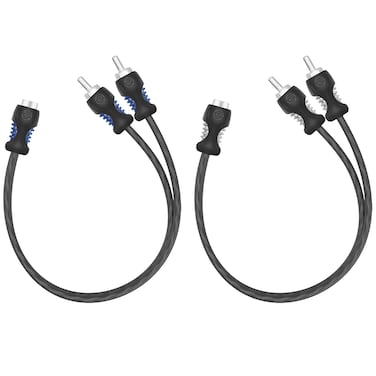 RECOIL R1F2M 99.99% Oxygen Free Copper 1 Female to 2 Male RCA Y Adapter Car Audio 1ft Splitter Connectors Twisted Pair with Noise Reduction 2 Pack