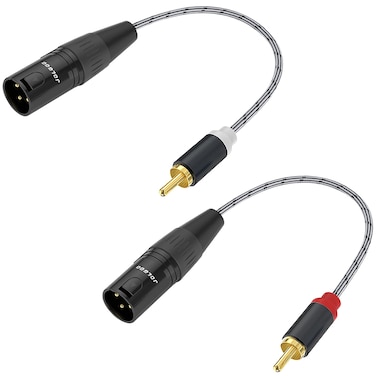 JOLGOO RCA to XLR Cable - HiFi Audio Cable with XLR Male to RCA Male Connectors, 4N OFC 20AWG Shielded Twisted Pair, Oxygen-Free Copper Braid Conductors, 2-Pack (1ft)