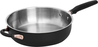 Meyer Accent Series Stainless Steel Saute Pan with Helper Handle, 4.5 Quart, Matte Black