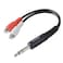 TENINYU 6.35mm 1/4 inch TRS Stereo Jack Male to 2 RCA Female Plug Y Splitter Adapter Cable Black 20cm/8inch