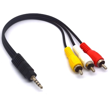 PIIHUSW 3.5mm to RCA Cable, 4 Pole 3.5mm TRRS Male to 3 RCA Male Plug Stereo Cord Camcorder Audio Video A/V AUX Lead Cable for Smartphones,MP3/MP4, Tablets,Speakers,Home Theater (25cm)