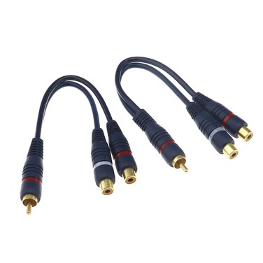 SING F LTD 20cm Mini Jack 1 RCA Male to 2 RCA Female Y Splitter Cables Phono Plug for Home Cinema&amp; Digital Stereo