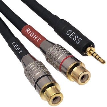CESS-259 Low Noise Balanced 2.5mm TRRS to RCA Female Audio Headphone Adapter Cable