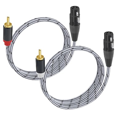 JOLGOO RCA to XLR Cable - HiFi Audio Cable with XLR Female to RCA Male Connectors, 4N OFC 20AWG Shielded Twisted Pair, Oxygen-Free Copper Braid Conductors, 2-Pack (2ft)