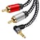 3.5mm Aux Cables, 90&Acirc;&deg; RCA Audio Cable, 3.5mm to 2-Male RCA Stereo Splitter Cable 1/8" Right Angle TRS to RCA Straight Plug Audio Auxiliary Cord,Hi-Fi Sound, Nylon Braided (26.3ft/8m)