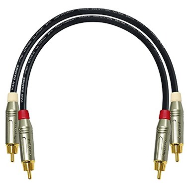 WORLDS BEST CABLES 1.5 Foot - RCA Cable Pair Custom Made Made Using Van Damme Pro Grade Classic XKE Instrument (Jet Black) Wire &amp; Amphenol ACPR Die-Cast, Gold Plated RCA Connectors