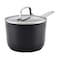 KitchenAid Hard Anodized Induction Nonstick Sauce Pan/Saucepan with Lid, 3 Quart, Matte Black