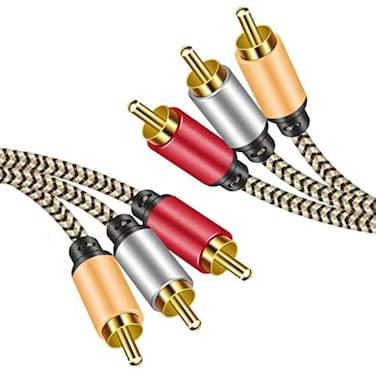 Tanprmee Audio Video RCA Cable 12ft, Hanprmee 3RCA Male to 3RCA Male Composite AV Cable Compatible with Set-Top Box, Speaker, Amplifier, DVD Player and More (4M12Ft)