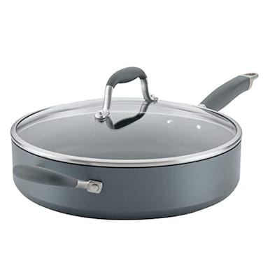 Anolon Advanced Home Hard Anodized Nonstick Saut&Atilde;&copy; Pan with Helper Handle and Lid, 5 Quart - Moonstone