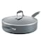 Anolon Advanced Home Hard Anodized Nonstick Saut&Atilde;&copy; Pan with Helper Handle and Lid, 5 Quart - Moonstone