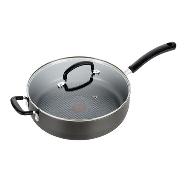 T-fal Ultimate Hard Anodized Non Stick Jumbo Cooker With Lid &amp; Helper Handle 5 Quart, Oven Broiler Safe 400F, Lid Safe 350F, Cookware, Deep Frying Pan, Skillet, Pots and Pans, Dishwasher Safe, Grey