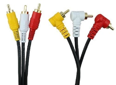 Triple RCA Stereo Audio and Video Cable - Right Angle to Straight 3.2ft / 1 Meter