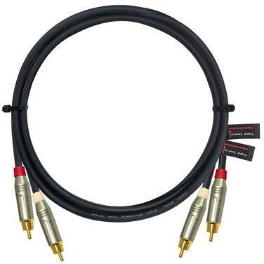 3.5 Foot RCA Cable Pair - Gotham GAC-4/1 (Black) Star-Quad Audio Interconnect Cable with Amphenol ACPR Die-Cast, Gold Plated RCA Connectors - Directional