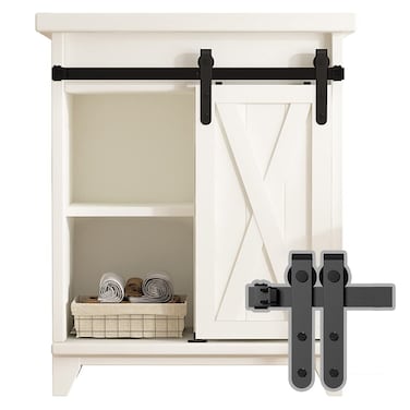 skysen 5ft Single Door Cabinet Sliding Barn Door Hardware Kit Super Mini Sliding Door Hardware for Wardrobe Cabinet TV Stand (ykd2)