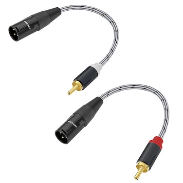 JOLGOO RCA to XLR Cable - HiFi Audio Cable with XLR Male to RCA Male Connectors, 4N OFC 20AWG Shielded Twisted Pair, Oxygen-Free Copper Braid Conductors, 2-Pack (6 inches)