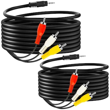 Yeebline 3.5 mm to RCA Camcorder AV Cable, 2-Pack 5ft 3.5mm Male to 3RCA Male Plug Stereo Audio Video Aux Adapter Cord for TV, Tablets, Smartphones, MP3, Speakers and Home Theater