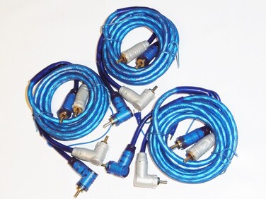 The Electronics PowerHouse TEP Installer 3 Pack RCA Audio Cable Cables 12 Feet Right Angle with Amplifier Remote Wire