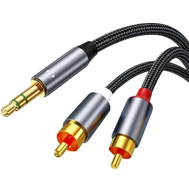 TIEDXIOY RCA to 3.5mm Aux Cable Braided, 4FT 3.5mm to 2 RCA Audio Cable, Audio Aux to RCA Adapter Cable for Speaker, Subwoofer, 1/8 to RCA Stereo Audio Cord
