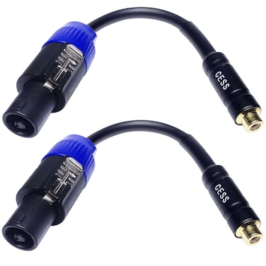CESS-012 RCA Female Jack to Speakon Male Plug Adapter Cable, Subwoofer Signal Conversion Cable, 2 Pack