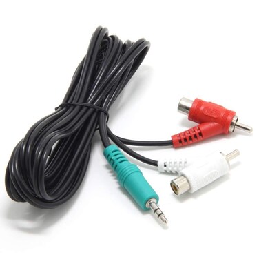 ienza Red and White RCA to 3.5 mm 1/8 TRS Aux Stereo Audio Cable, Headphone Jack to RCA Adapter Cord, 2 RCA Male / 2 RCA Female Piggyback to 3.5mm TRS Male Audio Wire Splitter (6-Ft)
