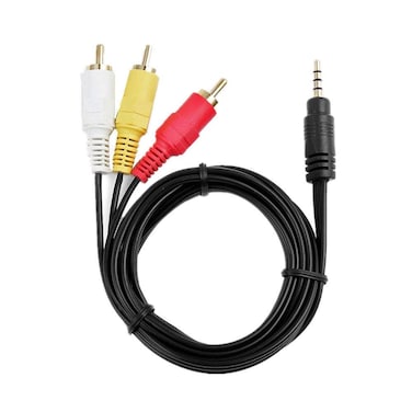 GANPUB 1Pc Black 5ft Long Mini 3.5mm 4-din AV Plug Male to 3 RCA AV Male A/V TV Audio Video Cable Cord Lead for Sony Handycam Camcorder DCR-TRV240 DCR-TRV140 DCR-TRV130 DCR-TRV120 e, Accessories