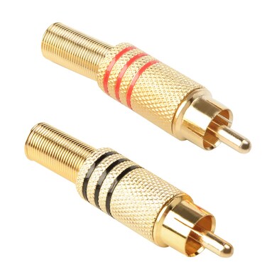Fielect 20Pcs RCA Male Plug Jack Audio Cable Connector Adapter RCA Male Connector Adapter, Metal Red Black Gold Metal