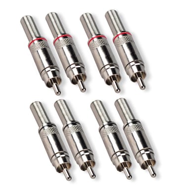 RCA Connector Solder, Besmelody 4-Pair RCA Male Plug Screws Soldering Audio Video in-Line Jack Adapter with Spring Strain Relief