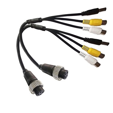 Faoyliye 4 Pin to RCA Adapter,(2-Pack) 4 Pin Female to 2 RCA Female Adapter+1 DC Male Connector for Monitor/Camera Adapter Video Cable/Car Camera-30cm/1ft