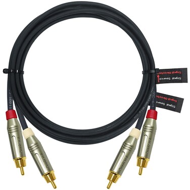 12 Foot RCA Cable Pair - Gotham GAC-4/1 (Black) Star-Quad Audio Interconnect Cable with Amphenol ACPR Die-Cast, Gold Plated RCA Connectors - Directional