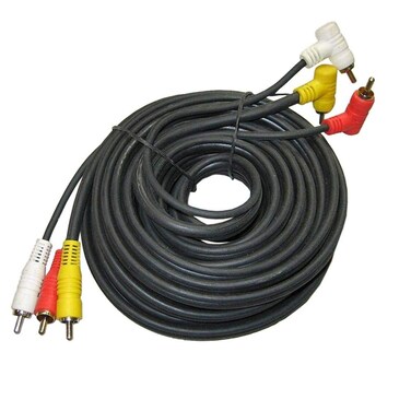 Yovus Triple RCA Stereo Audio and Video Cable - Right Angle to Straight 50 FT Long