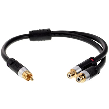 Mediabridge&acirc;&bdquo;&cent; Ultra Series RCA Y-Adapter (12 Inches) - 1-Male to 2-Female for Digital Audio or Subwoofer - Dual Shielded with RCA to RCA Gold-Plated Connectors - Black(Part# CYA-1M2F-P)