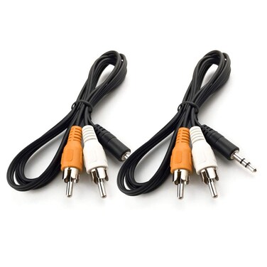 2-Pack 2-RCA to 3.5mm Stereo Audio Cable,RCA Cable (1 Meter, 3.28 Feet),Black Wire