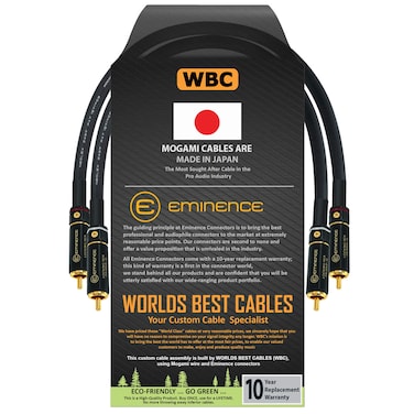 WORLDS BEST CABLES 0.5 Foot &acirc;&euro;&ldquo; Audiophile High-Definition Audio Interconnect Cable Pair Custom Made Using Mogami 2497 Wire and Eminence Gold Locking RCA Connectors